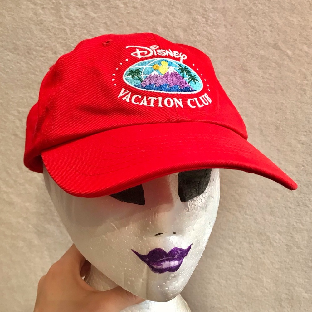 Disney Vacation Club Member embroidered hat with logo strap bright red